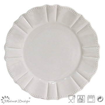 Shiny Light Grey Ceramic Dinner Plate